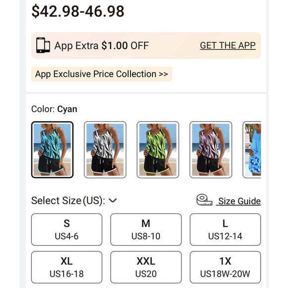 Modlily Patchwork Geometric Print Cyan Tankini Set Women’s size XL NWOT - Picture 10 of 12